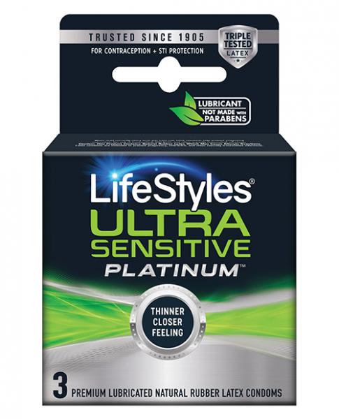 Lifestyles Ultra Sensitive Platinum Latex Condoms Pack Of 3