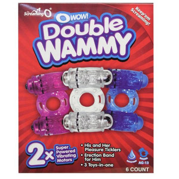 O Wow Double Wammy Box Of 6 Vibrating Cock Rings