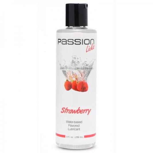 Passion Licks Strawberry Water Based Flavored Lubricant - 8 Oz