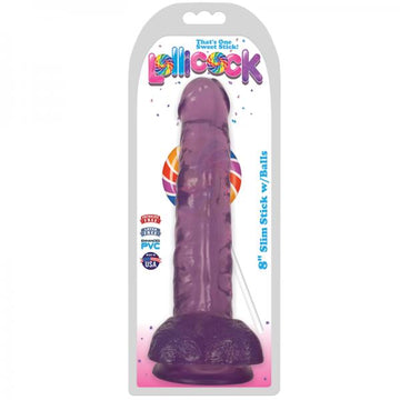 Lollicock Slim Stick W/balls 8in Grape Ice