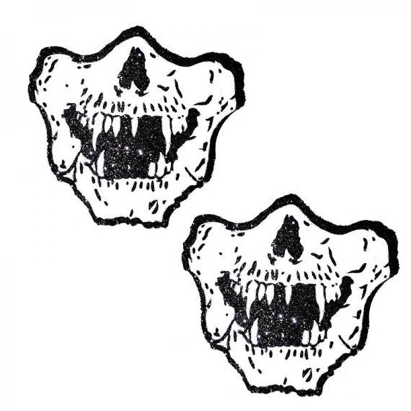 Neva Nude Pasty Vampire White Skull Black Malice Glitter Blacklight