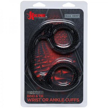 Kink - Hogtied - Bind &amp; Tie - 6mm Hemp Wrist Or Ankle Cuffs Black