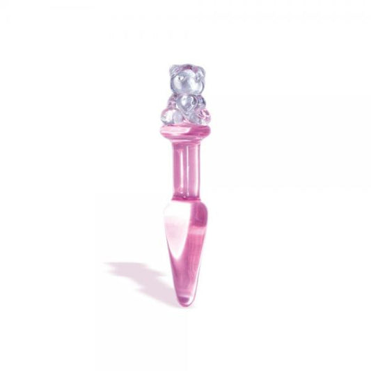 First Glass Teddy Love Plug Glass Butt Plug Pink