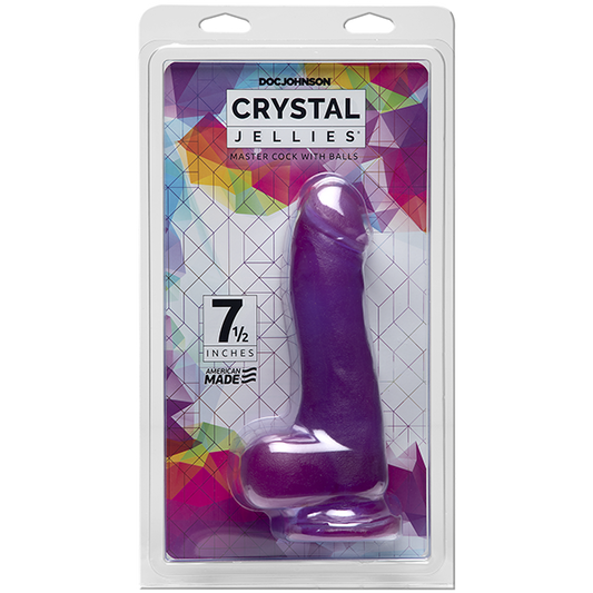 Crystal Jellies Master Cock W/ Balls 7.5 In Purple
