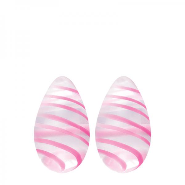 Crystal Premium Glass Eggs Clear Pink Stripes