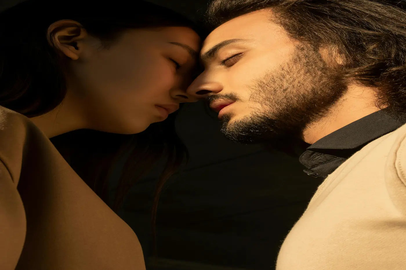 Sensual image of man and woman for illustrating the feeling when using one of our lubricants